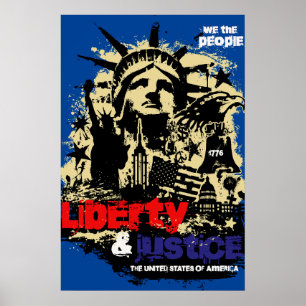 Freiheit und Gerechtigkeit. Statue Of Liberty. US- Poster