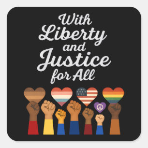 Freiheit und Recht für alle Protestfreiheit Quadratischer Aufkleber