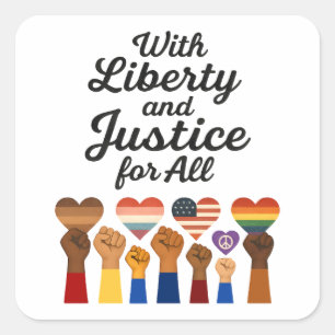 Freiheit und Recht für alle Protestfreiheit Quadratischer Aufkleber