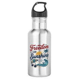Freiheit Und Sonnenschein Vintage Strand Shirt Des Edelstahlflasche