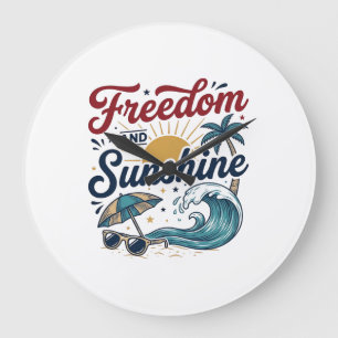 Freiheit Und Sonnenschein Vintage Strand Shirt Des Große Wanduhr