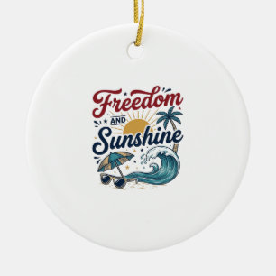 Freiheit Und Sonnenschein Vintage Strand Shirt Des Keramik Ornament
