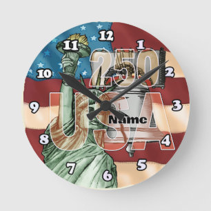 Freiheit USA 250. Jubiläum Runde Wanduhr