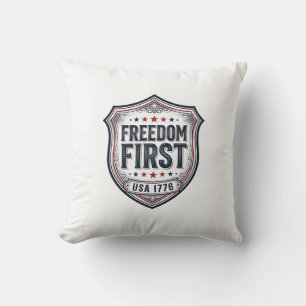 Freiheit zuerst Patrioten-Schild Vintage-Shirt_1 Kissen
