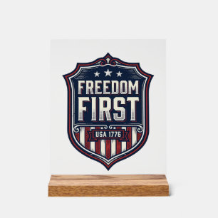 Freiheit zuerst USA 1776 Patrioter Schild T-Shirt