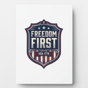 Freiheit zuerst USA 1776 Patrioter Schild T-Shirt  Fotoplatte