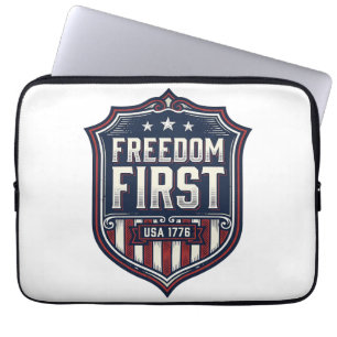 Freiheit zuerst USA 1776 Patrioter Schild T-Shirt  Laptopschutzhülle