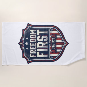 Freiheit zuerst USA 1776 Patriotisches Schild T-Sh Strandtuch