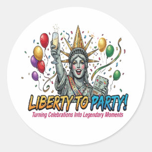 Freiheit zur Party Statue of Liberty-Feier Runder Aufkleber