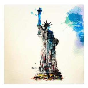 Freiheits-New- York Cityreise-LiebeWatercolor Fotodruck
