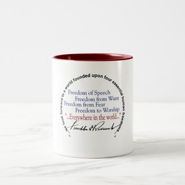 Freiheits-Tribut FDR vier Zweifarbige Tasse (Mittel)