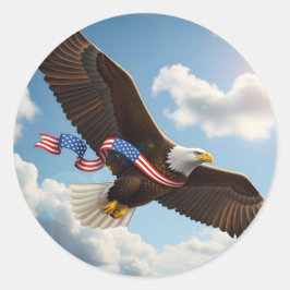 Freiheitsaufstieg – Patriotischer Adler 4. Juli Runder Aufkleber