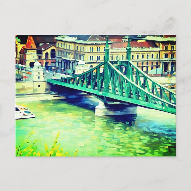 Freiheitsbrücke - Budapest - Malerei Postkarte (Vorderseite)