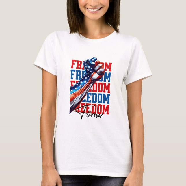 Freiheitsfaust USA-Flagge Power-Display T-Shirt (Vorderseite)