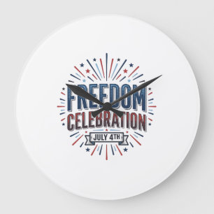 Freiheitsfeier 4. Juli Patriotic-Shirt-Design Große Wanduhr