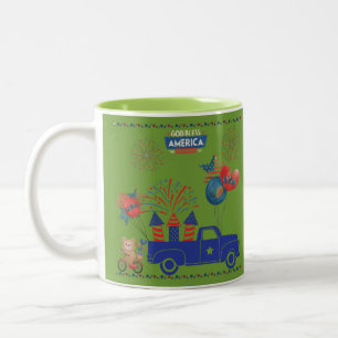 Freiheitsfeuerwerk-Träume grün Zweifarbige Tasse
