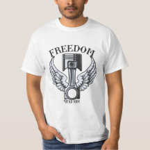 Freiheitsflügel Kolben Vintage-Motorrad T-Shirt