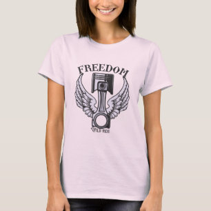 Freiheitsflügel Kolben Vintage-Motorrad T-Shirt