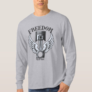 Freiheitsflügel Kolben Vintage-Motorrad T-Shirt