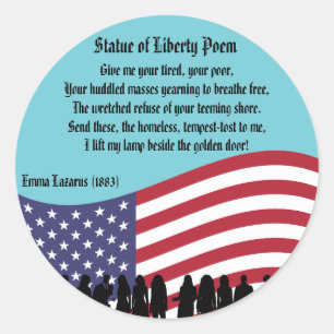 Freiheitsgedicht, eine Nation von Einwanderern Runder Aufkleber
