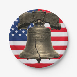 Freiheitsglocke über Flagge Pappteller