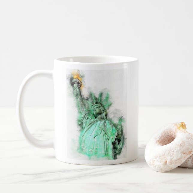 Freiheitsgrabstatue Nah-up Portrait Kaffeetasse (Mit Donut)