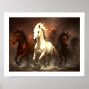 Freiheitslauf - Majestic Horses Galloping Poster