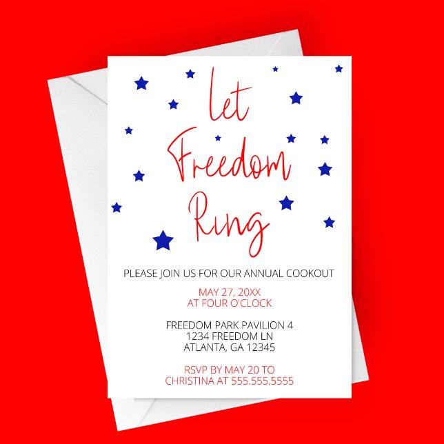 Freiheitsring Minimalistisches Party gelassen Einladung (Let Freedom Ring | 4th of July Party Invitation | Minimalist 4th of July Party Invitation)