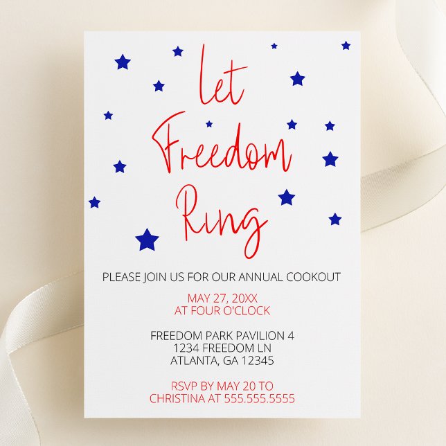 Freiheitsring Minimalistisches Party gelassen Einladung (Let Freedom Ring | 4th of July Party Invitation | Minimalist 4th of July Party Invitation)