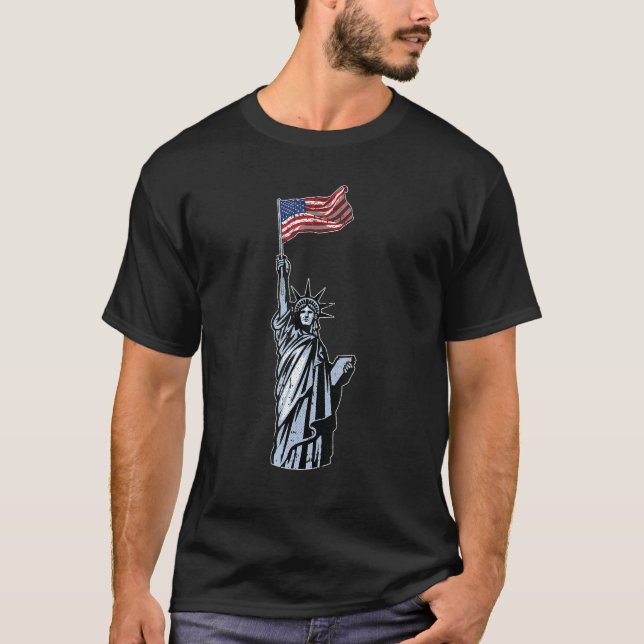 Freiheitsstatue 4. Juli Cooles PatriotikAmeri T-Shirt (Vorderseite)