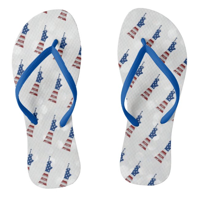 Freiheitsstatue 4. Juli Glitzer Flip Flops (Fußbett)