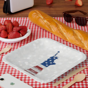 Freiheitsstatue 4. Juli Glitzer Papiertafel Pappteller