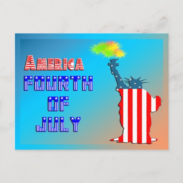 Freiheitsstatue 4. Juli Postkarte (Vorderseite)