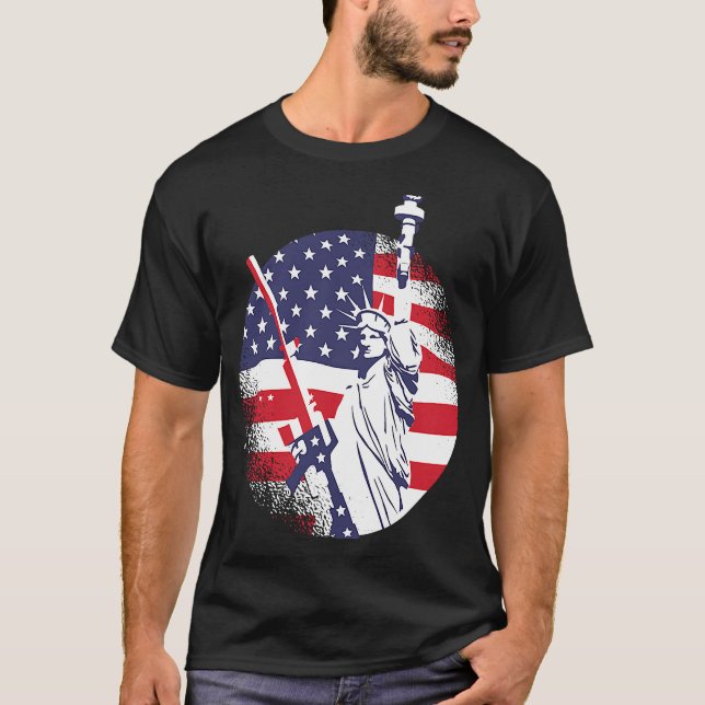 Freiheitsstatue AR 15 Pro Gun Zweiter Zusatzartike T-Shirt (Vorderseite)