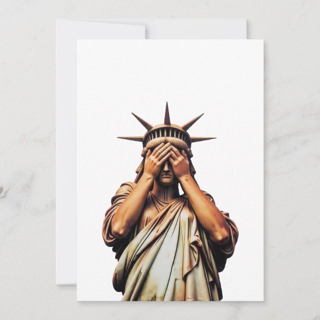 Freiheitsstatue bedeckt ihr Gesicht in Scham Karte (Vorderseite)
