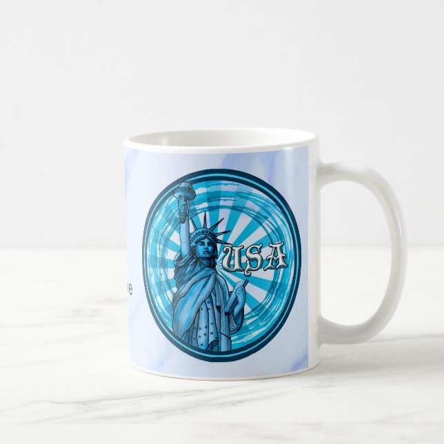 Freiheitsstatue Blau USA Kaffeetasse (Rechts)