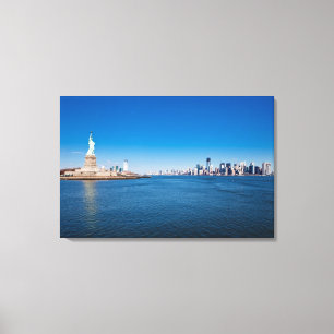 Freiheitsstatue, den Hudson und Manhattan Leinwanddruck