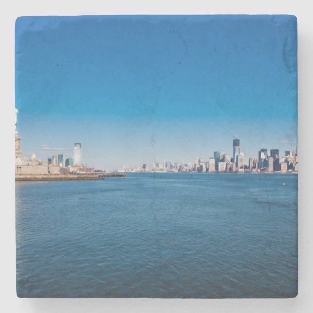 Freiheitsstatue, den Hudson und Manhattan Steinuntersetzer (Vorderseite)