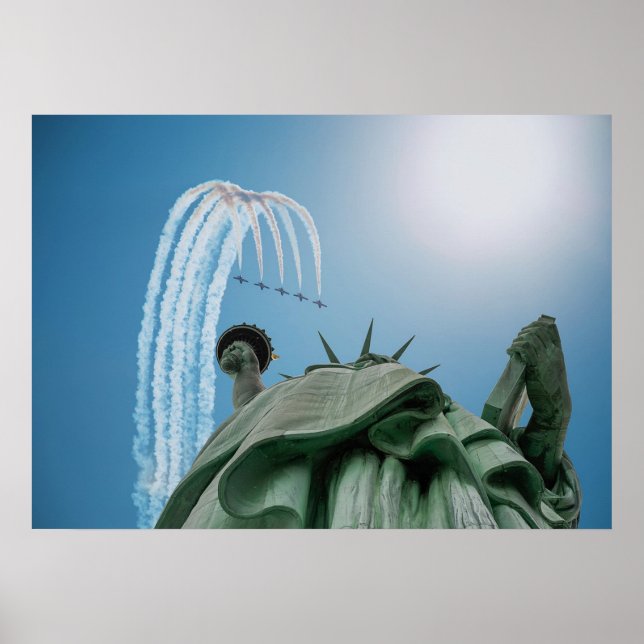 Freiheitsstatue des NYC und Jets über dem Poster (Vorne)