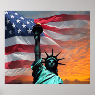 Freiheitsstatue des US-Flaggenplakats Poster