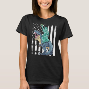 Freiheitsstatue Dinosaur Patriotischer Trex 4 T-Shirt