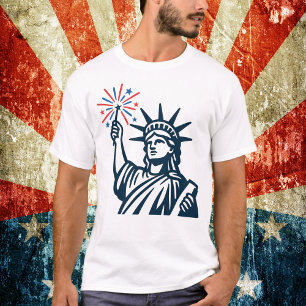 Freiheitsstatue Feuerwerk Patriotic T-Shirt