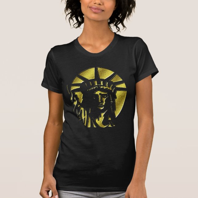Freiheitsstatue Gold prägeartigen Entwurfs-T - T-Shirt (Vorderseite)