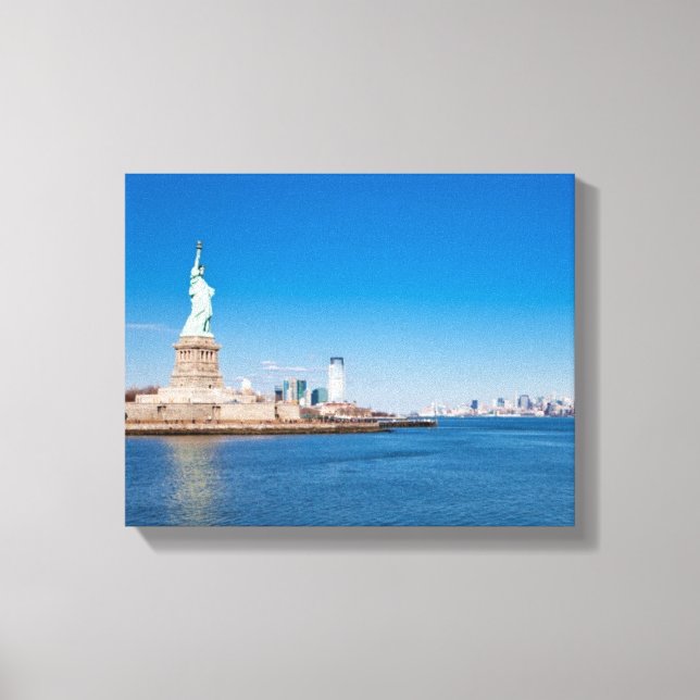 Freiheitsstatue, Hudson River und Manhattan Leinwanddruck (Vorderseite)