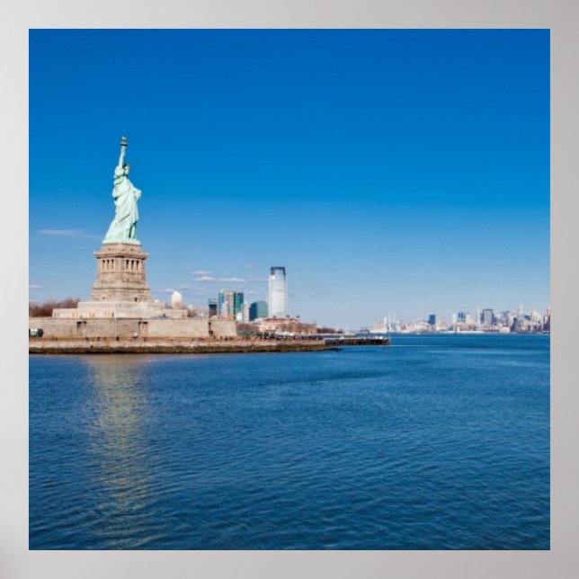 Freiheitsstatue, Hudson River und Manhattan Poster (Vorne)