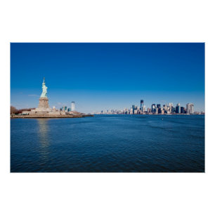 Freiheitsstatue, Hudson River und Manhattan Poster