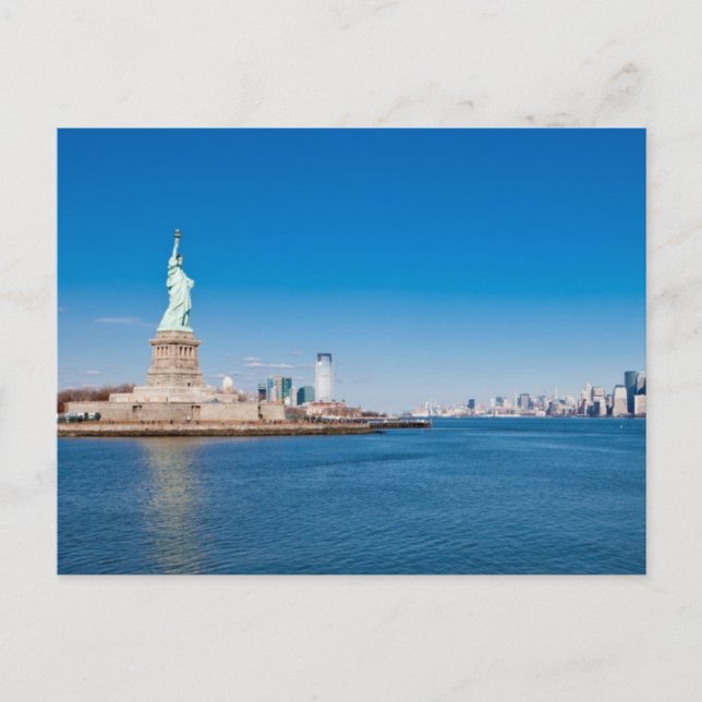 Freiheitsstatue, Hudson River und Manhattan Postkarte (Vorderseite)