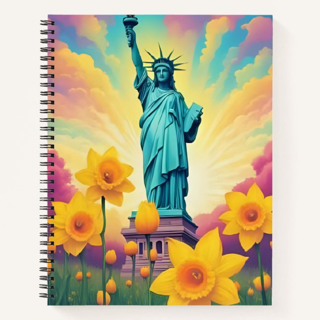 Freiheitsstatue im Frühling Notizbuch (Vorderseite)