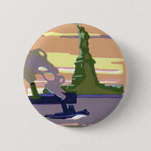 Freiheitsstatue in New York City, Vintage Travel Button