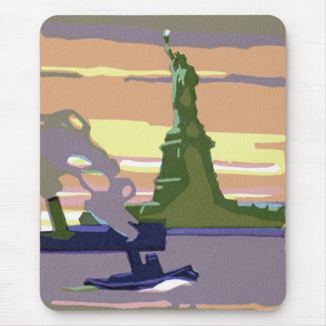 Freiheitsstatue in New York City, Vintage Travel Mousepad (Vorne)